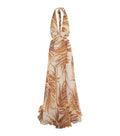 Beige Printed Halter Neck Maxi Dress 1