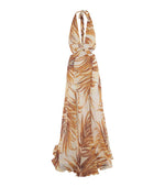 Beige Printed Halter Neck Maxi Dress 1