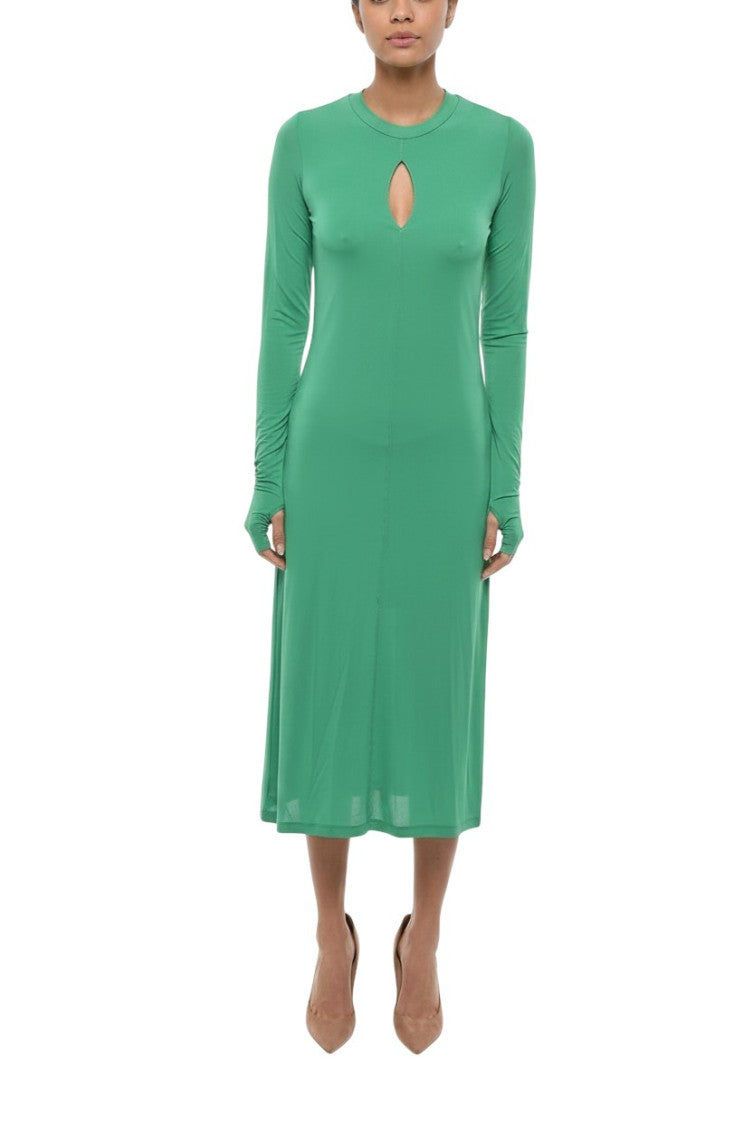 Green Crew Neck Midi Dress 1