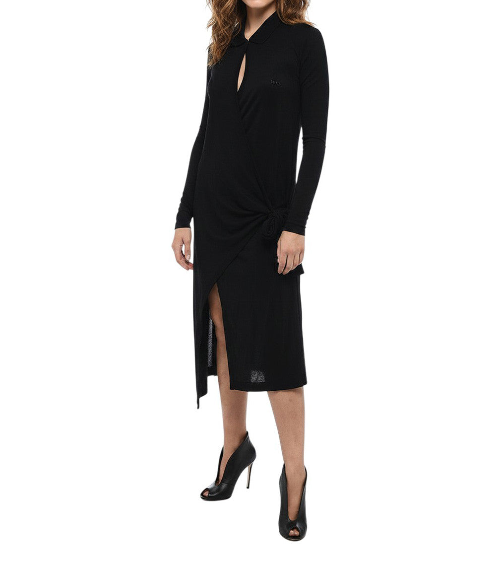 Black Shirt Collar Midi Dress 2