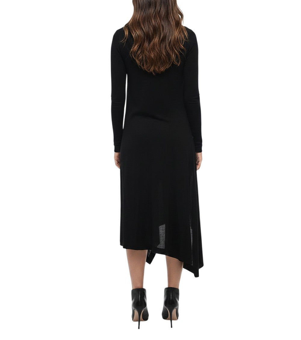 Black Shirt Collar Midi Dress 3