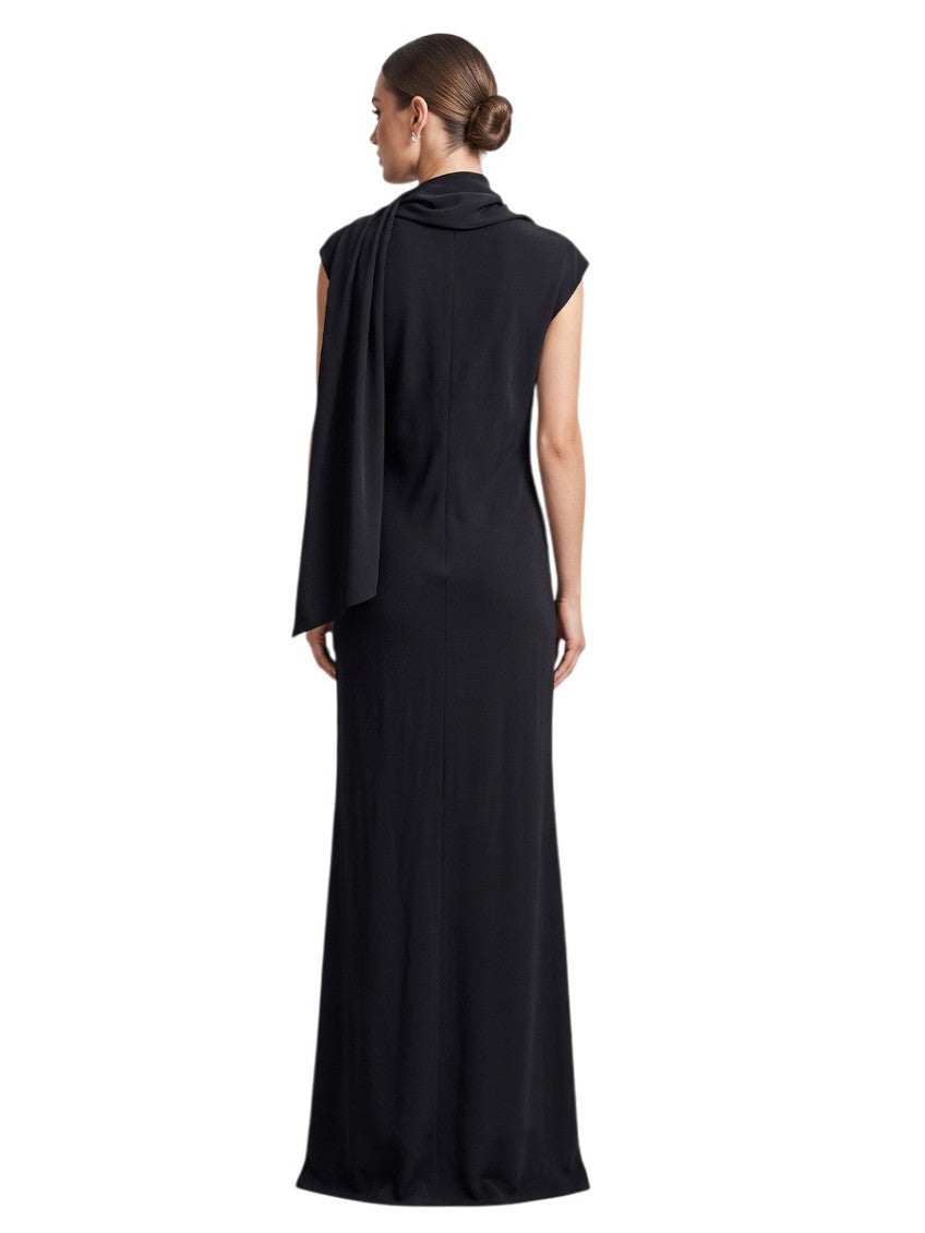Black Cowl Neck Full Length Dress 2