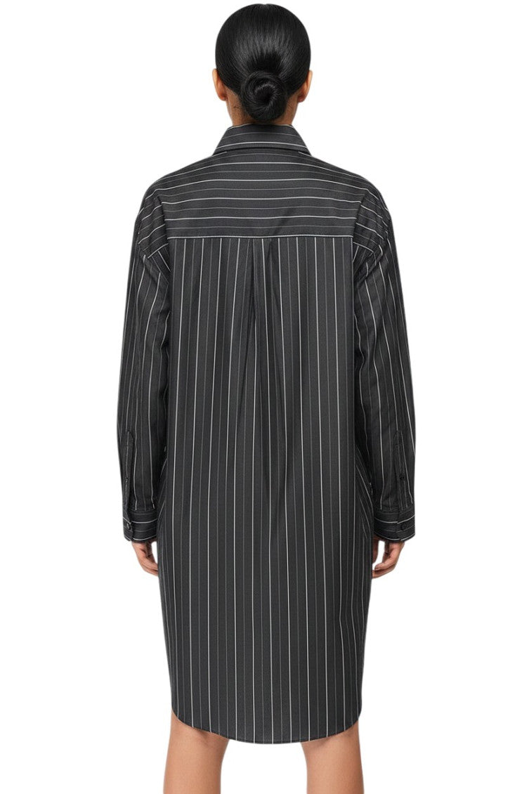 Grey Stripes Shirt Collar Dress 2