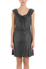 Grey Embellished Cowl Neck Mini Dress 1