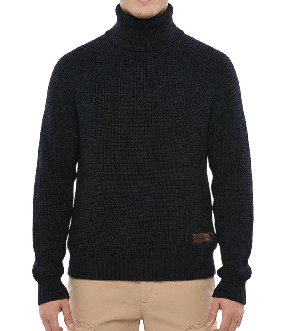 Dark Blue Knitted Sweater 1