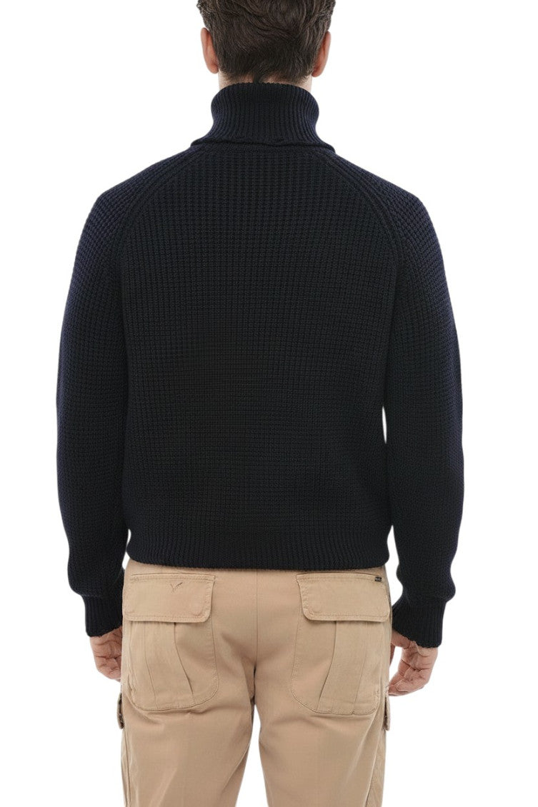 Dark Blue Knitted Sweater 2
