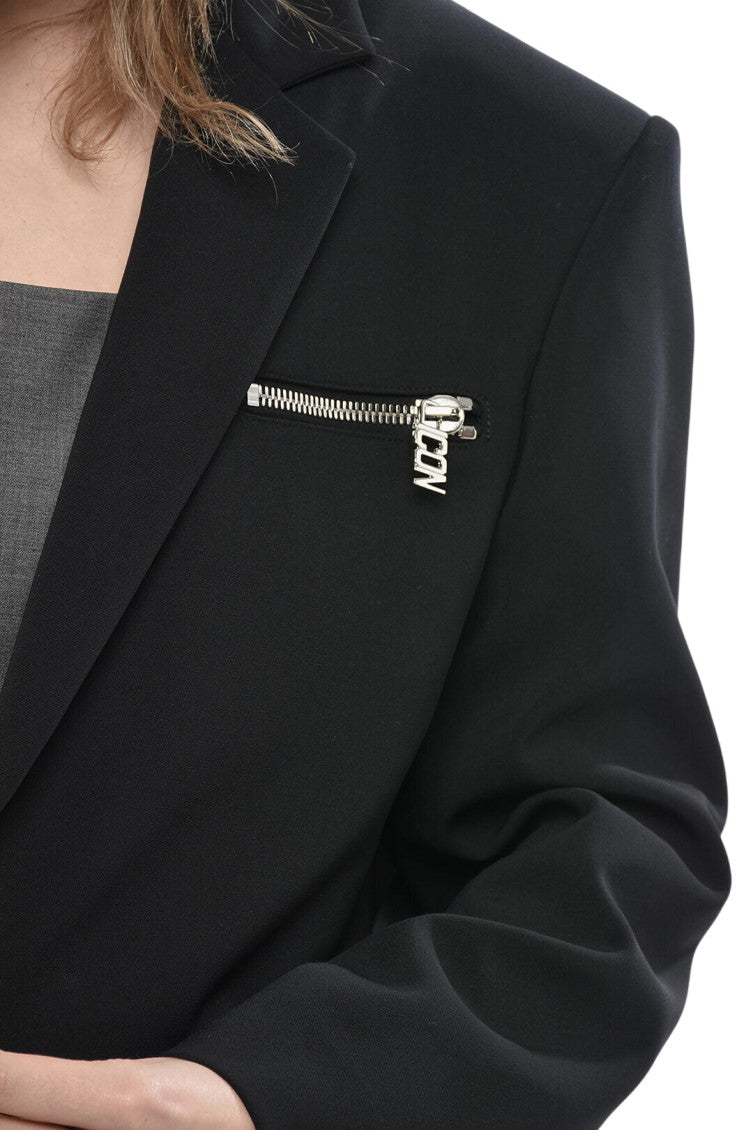 Black Notched Lapel Blazer 3