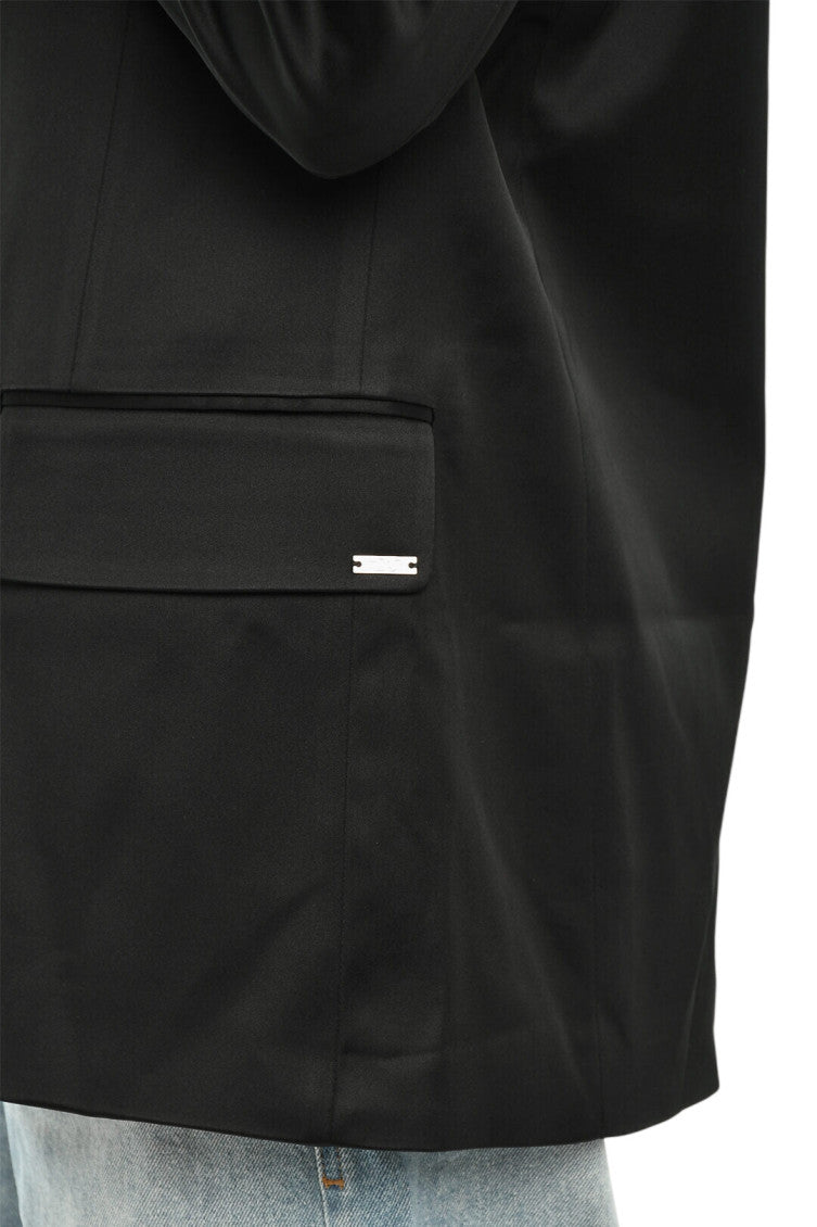 Black Solid Notched Lapel Blazer 3
