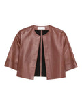 Brown Round Neck Jacket 1