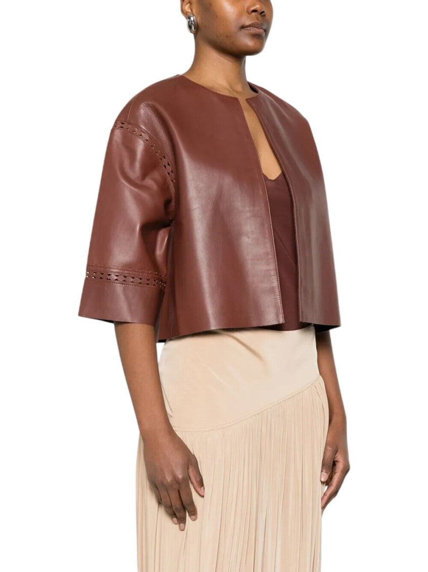 Brown Round Neck Jacket 4