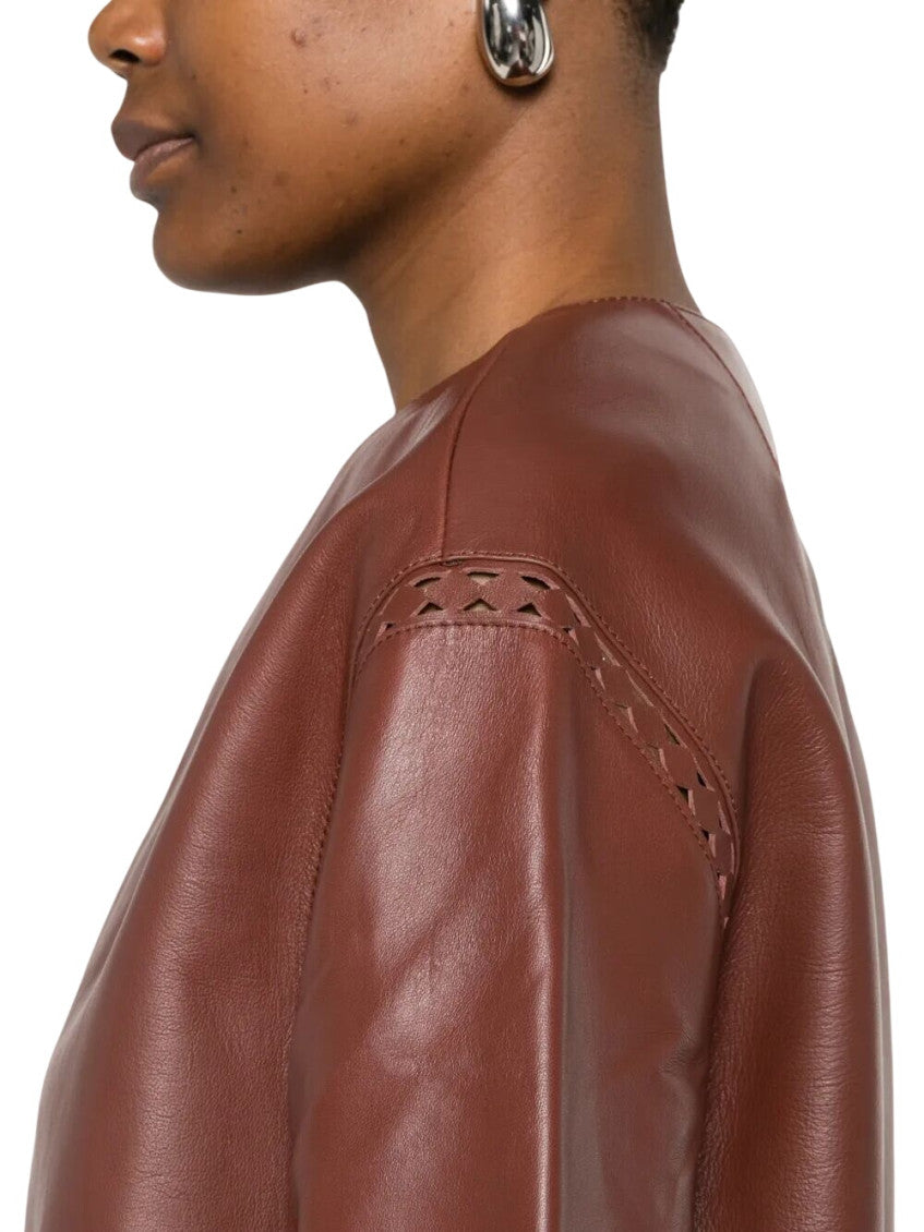Brown Round Neck Jacket 5