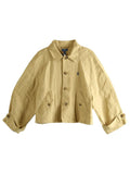 Beige Solid Shirt Collar Jacket 1