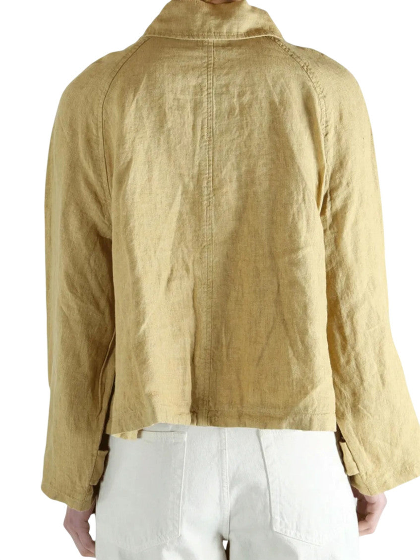 Beige Solid Shirt Collar Jacket 3