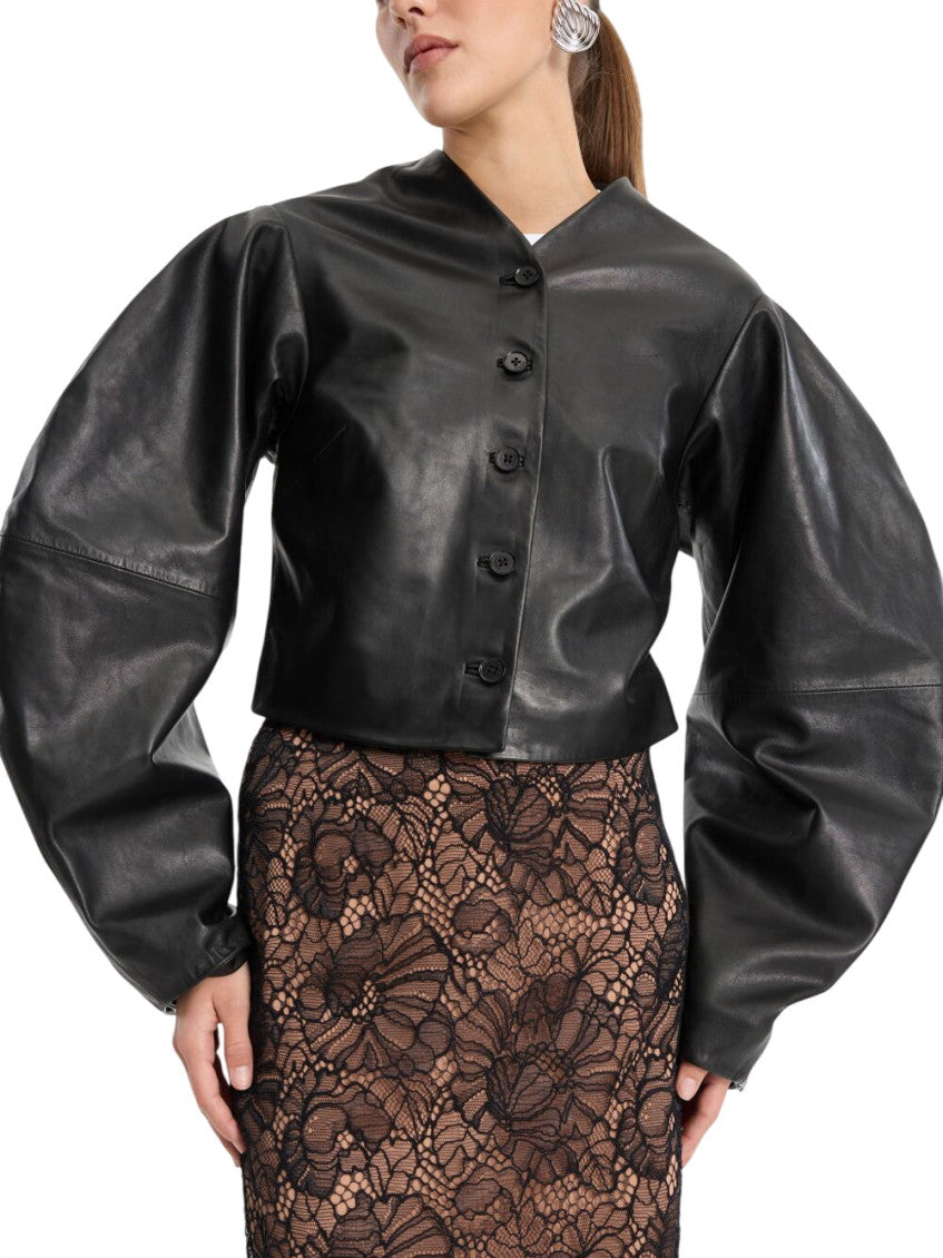 Black Solid V Neck Jacket 2