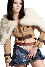 Beige Textured Hood Jacket 1
