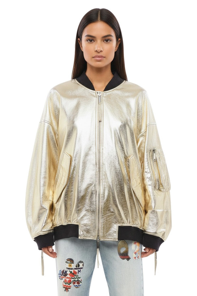 Gold Metallic Oversized Jacket 1