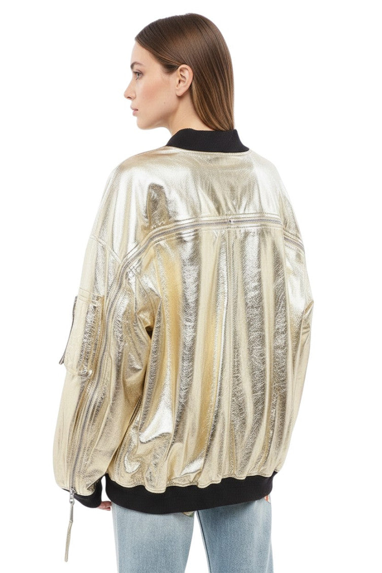 Gold Metallic Oversized Jacket 2