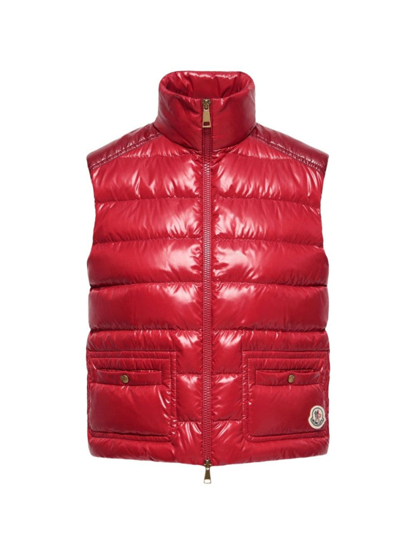 Red Quilted Mock Collar Jacket 1
