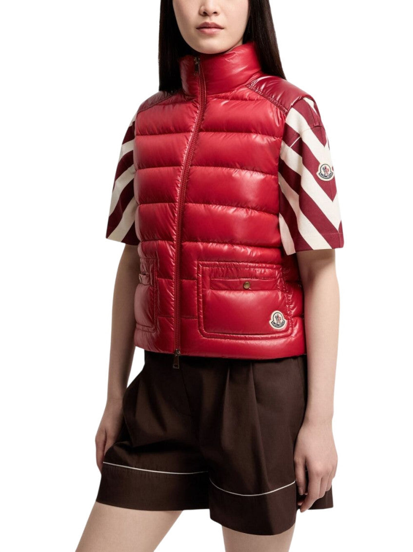 Red Quilted Mock Collar Jacket 3