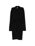 Black Shirt Collar Knee Length Dress 1