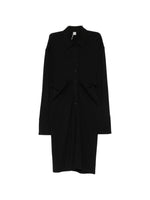 Black Shirt Collar Knee Length Dress 1