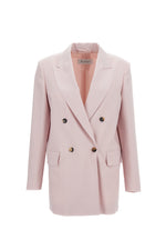 Pink Solid Peaked Lapel Blazer 1