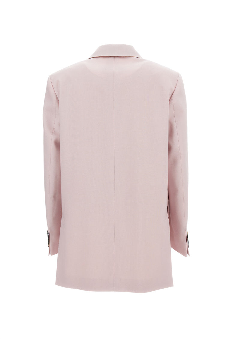 Pink Solid Peaked Lapel Blazer 2