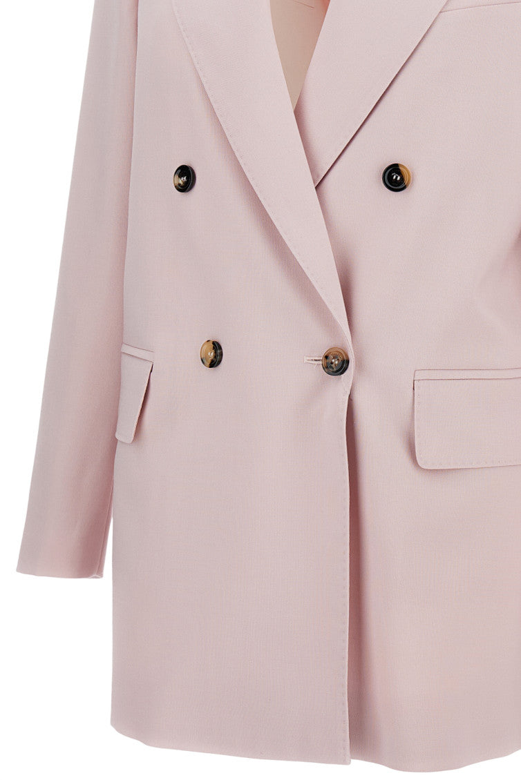 Pink Solid Peaked Lapel Blazer 3