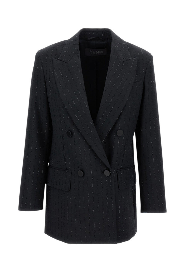 Black Embellished Notched Lapel Blazer 1