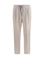 Light Beige Corduroy Drawstring Trousers 1