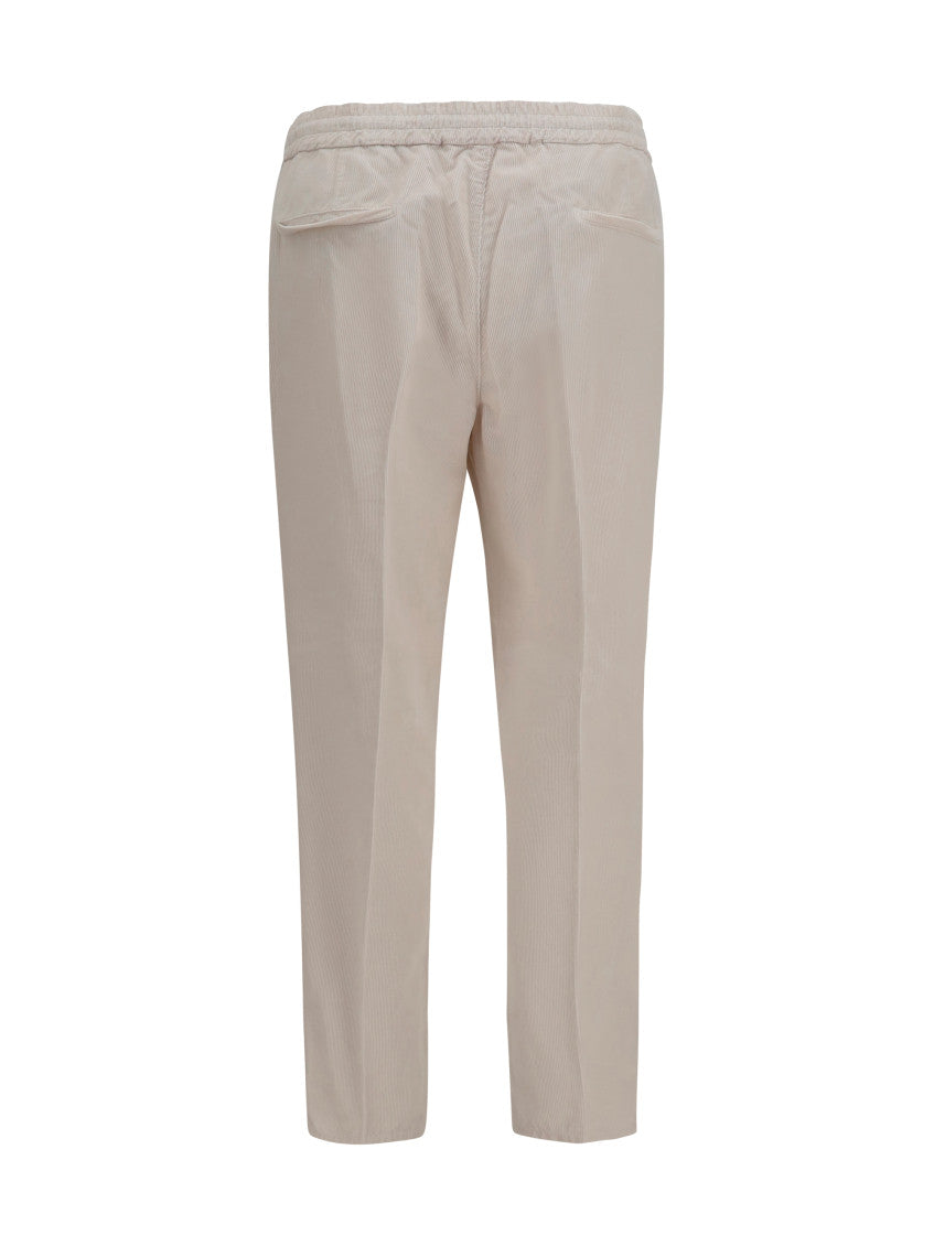 Light Beige Corduroy Drawstring Trousers 2