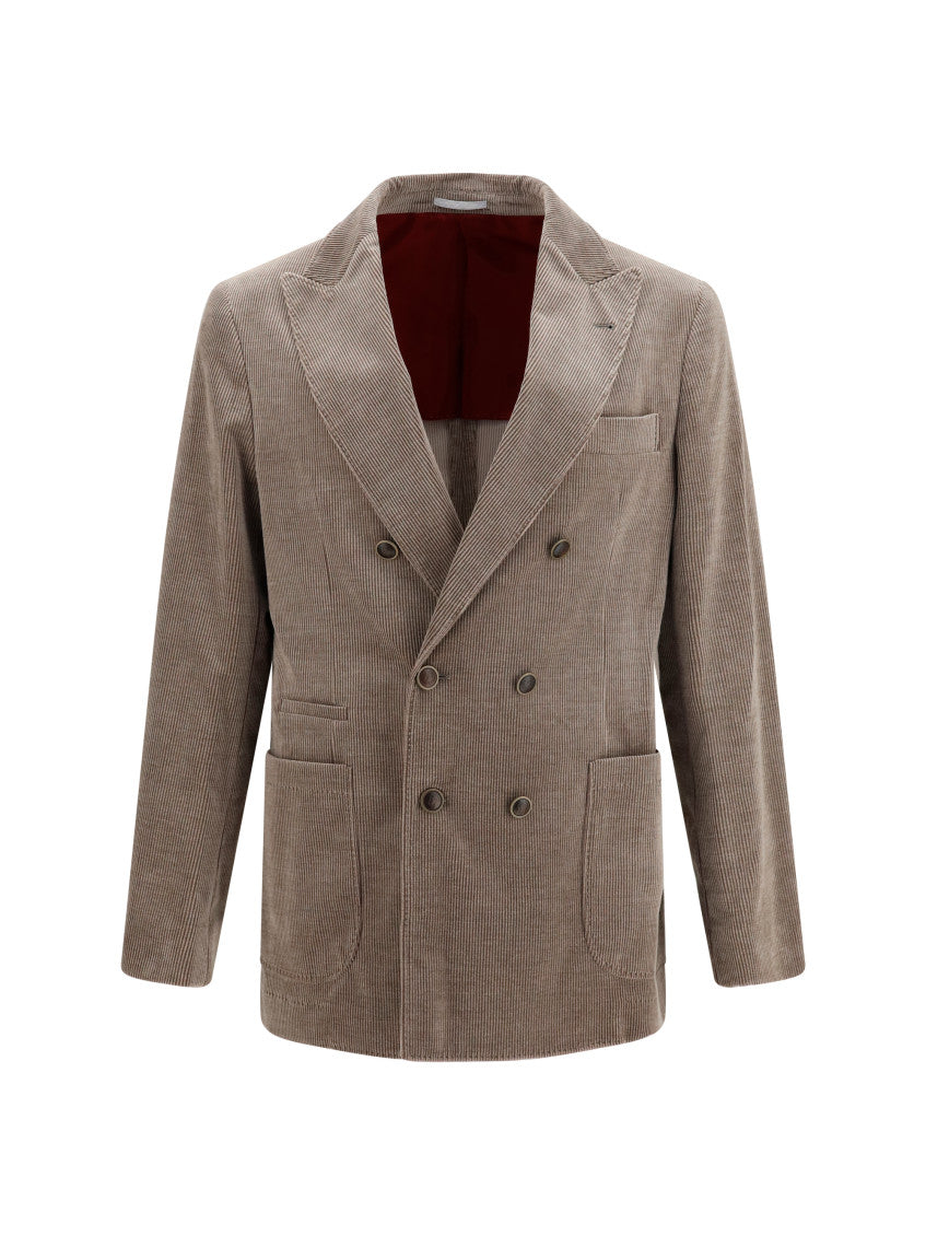 Taupe Peaked Lapel Blazers 1