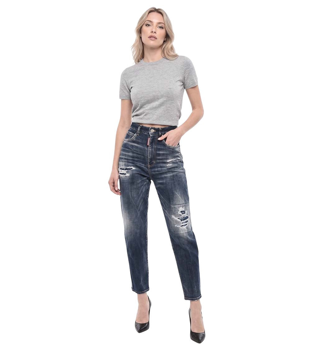 Blue Tapered High Rise Jeans 1