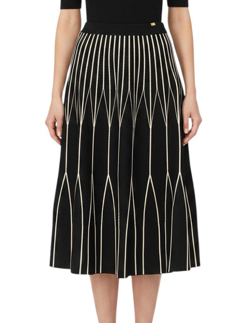 Black Printed Midi Skirt 1