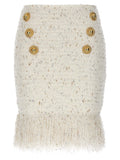 White Textured Midi Skirt 1