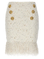 White Textured Midi Skirt 1