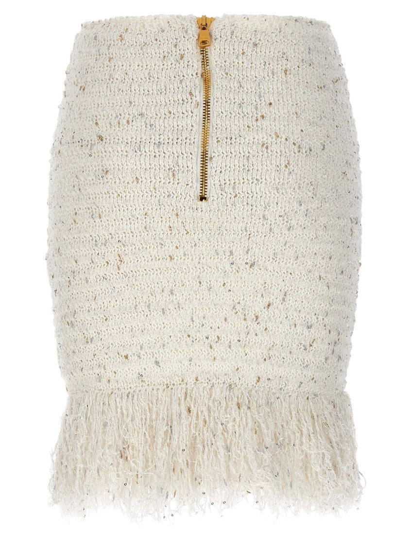 White Textured Midi Skirt 2