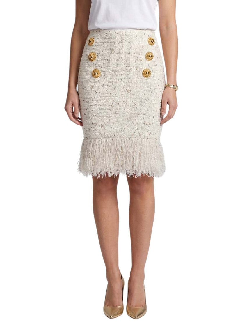 White Textured Midi Skirt 3
