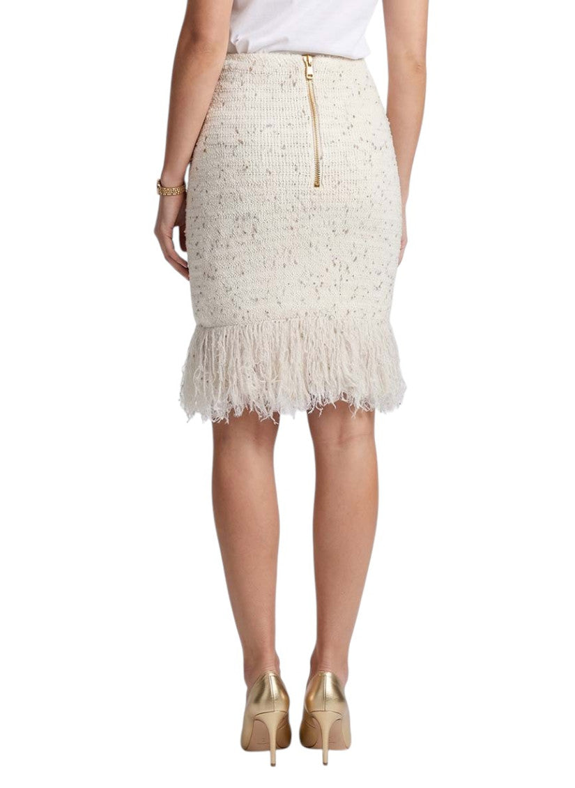 White Textured Midi Skirt 4