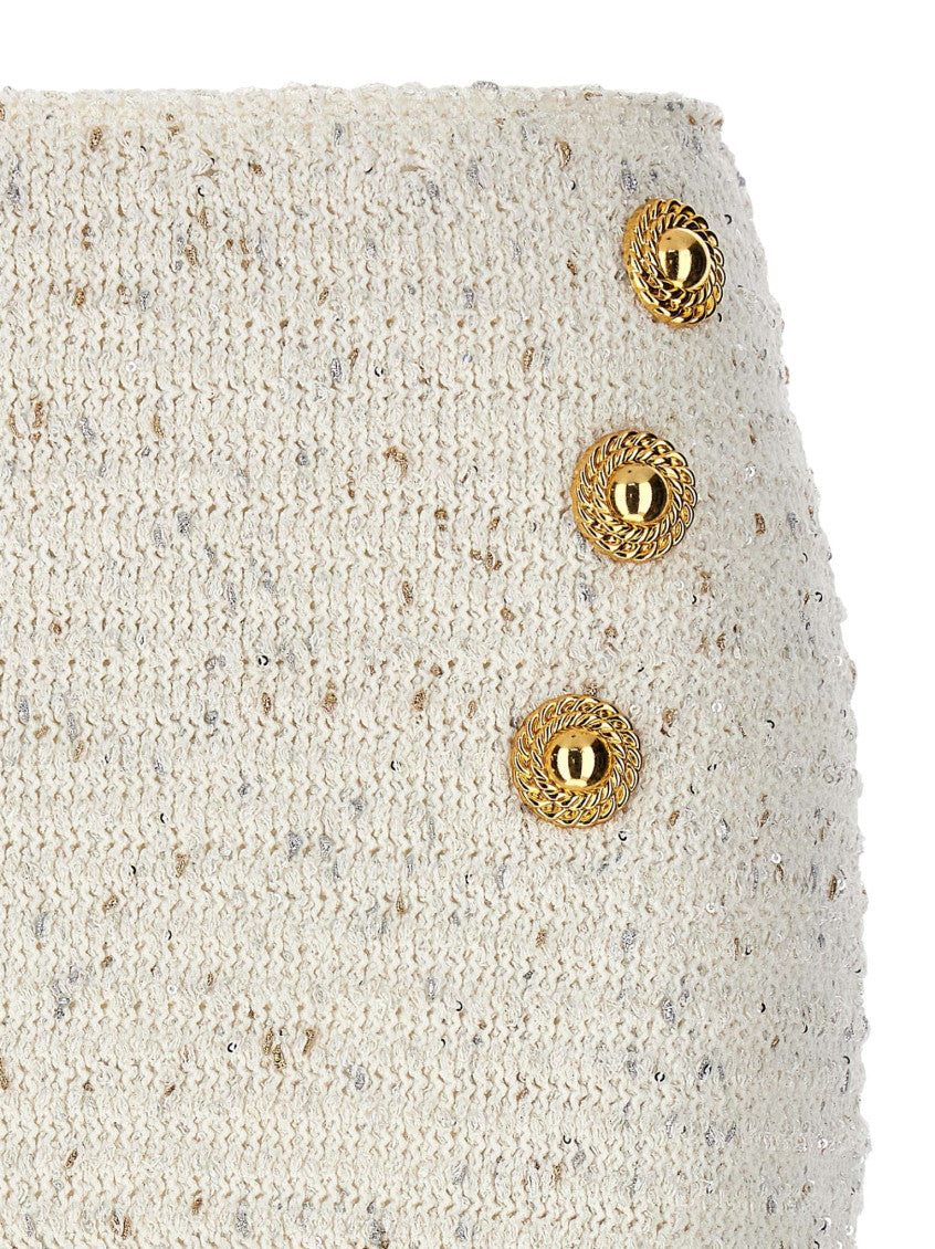 White Textured Midi Skirt 5