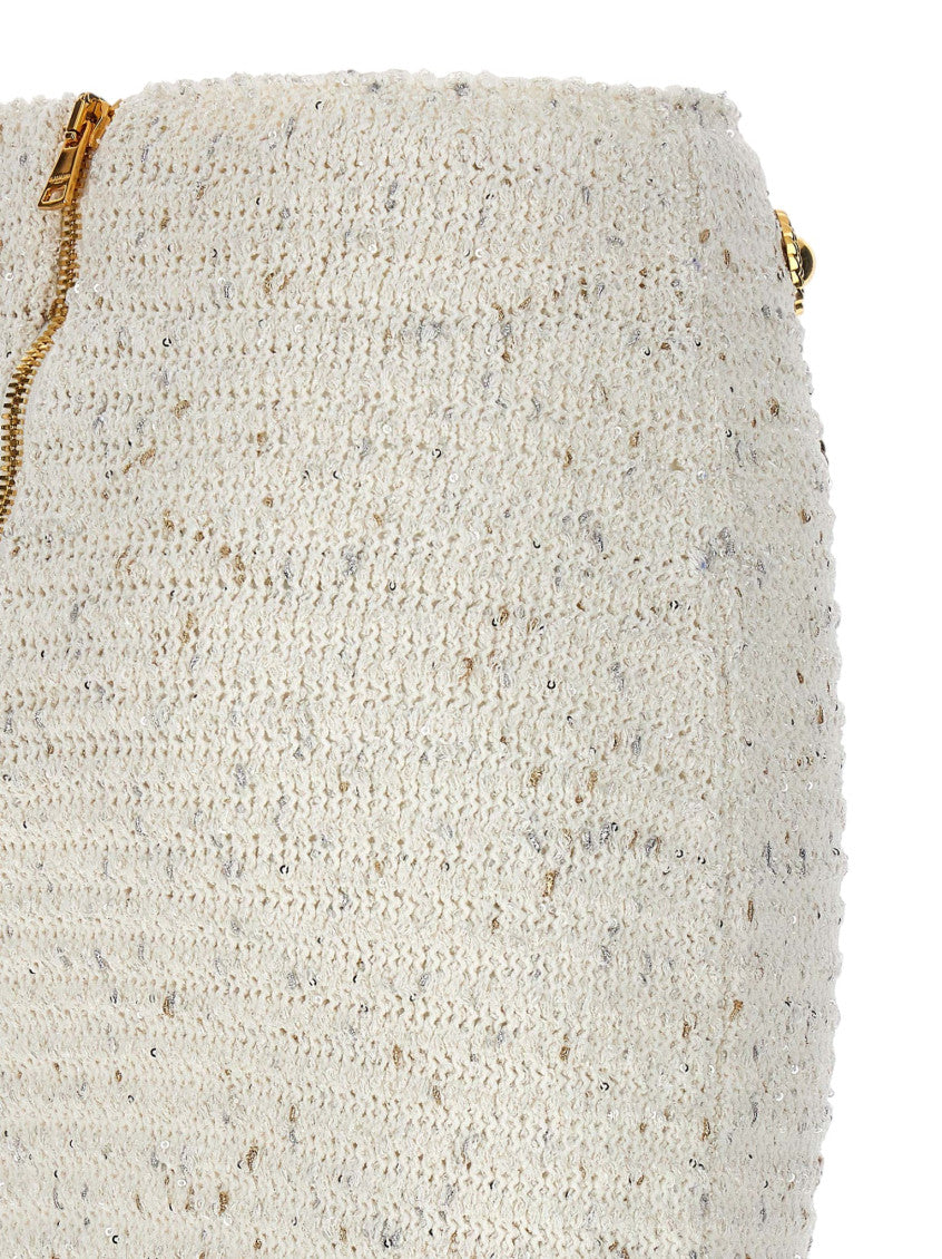 White Textured Midi Skirt 6