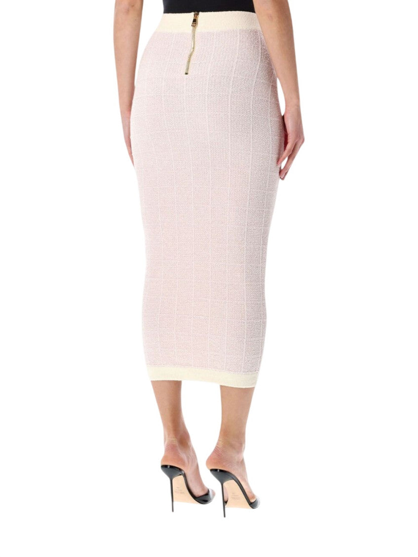 Light Pink Textured Midi Skirt 2