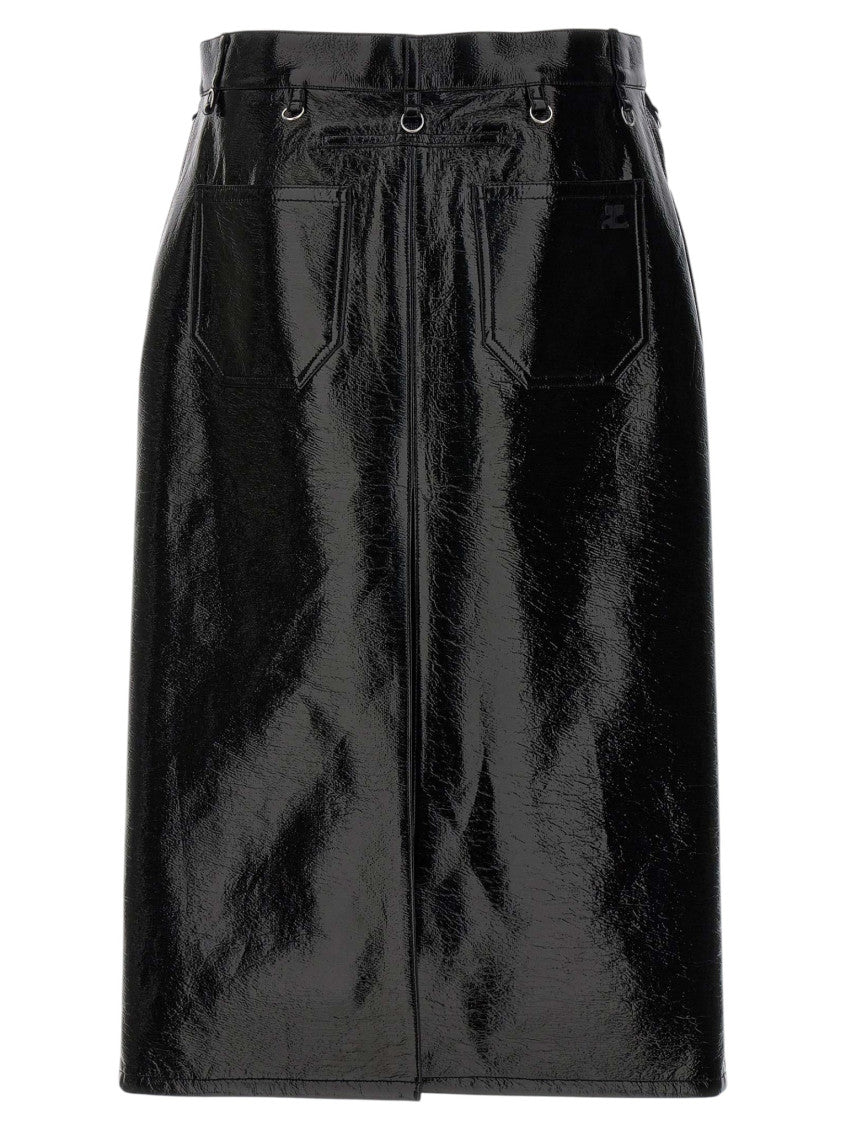 Black Solid Midi Skirt 2