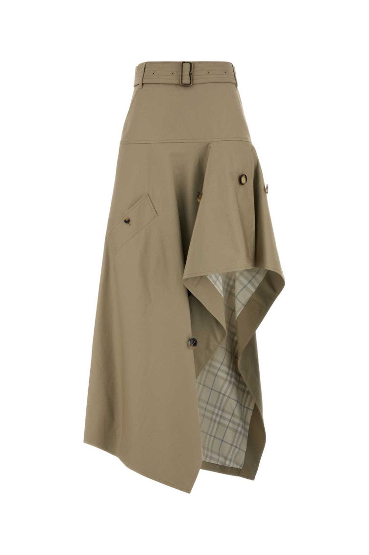 Beige Solid Midi Skirt 1