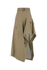 Beige Solid Midi Skirt 1