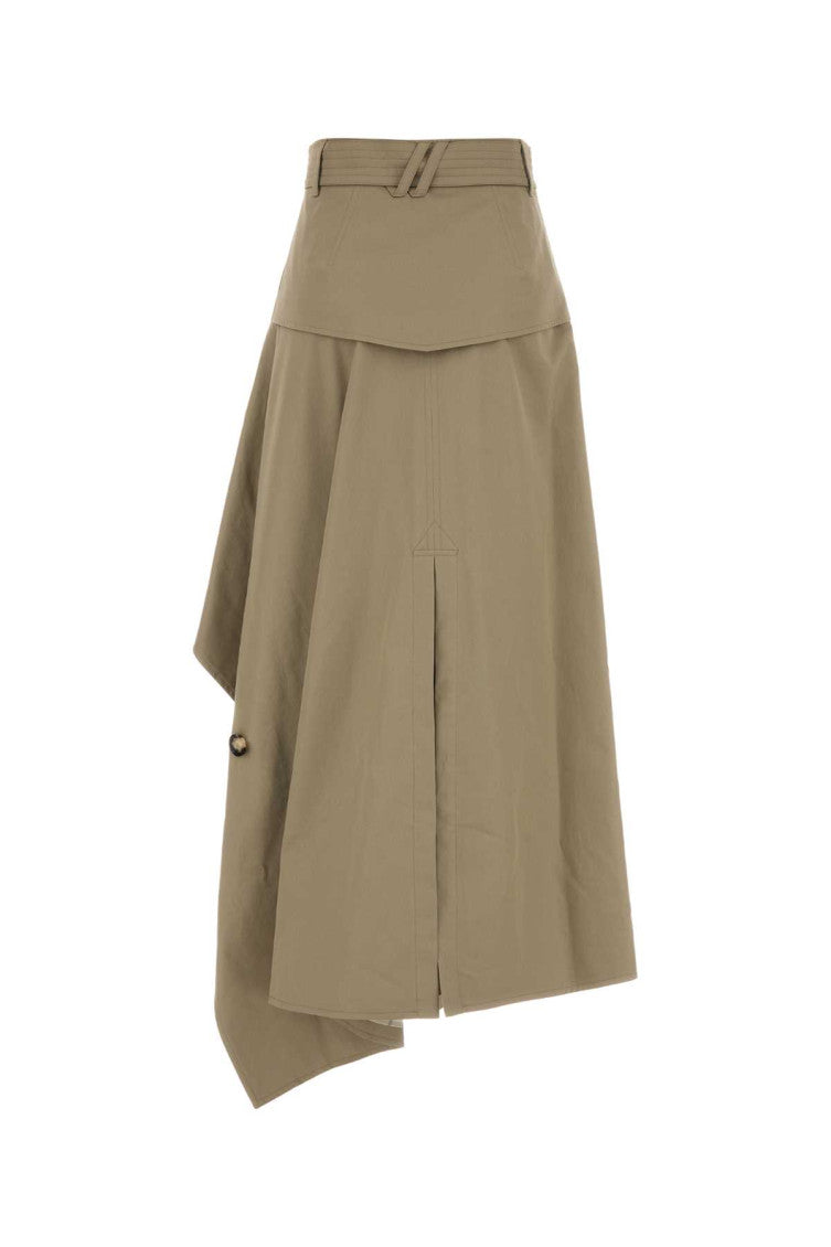 Beige Solid Midi Skirt 2