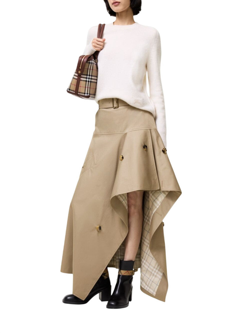 Beige Solid Midi Skirt 3