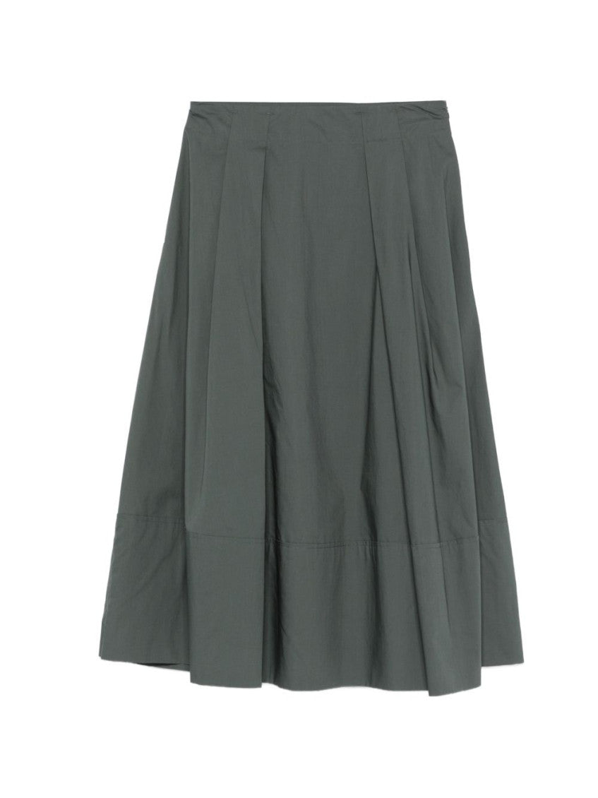 Green Pleated Midi Skirt 1