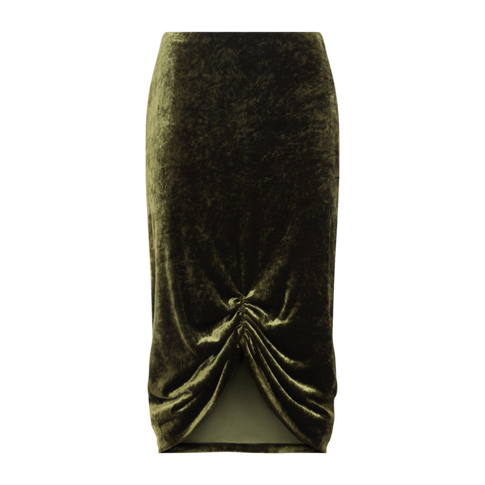 Green Solid Midi Skirt 1