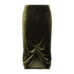 Green Solid Midi Skirt 1